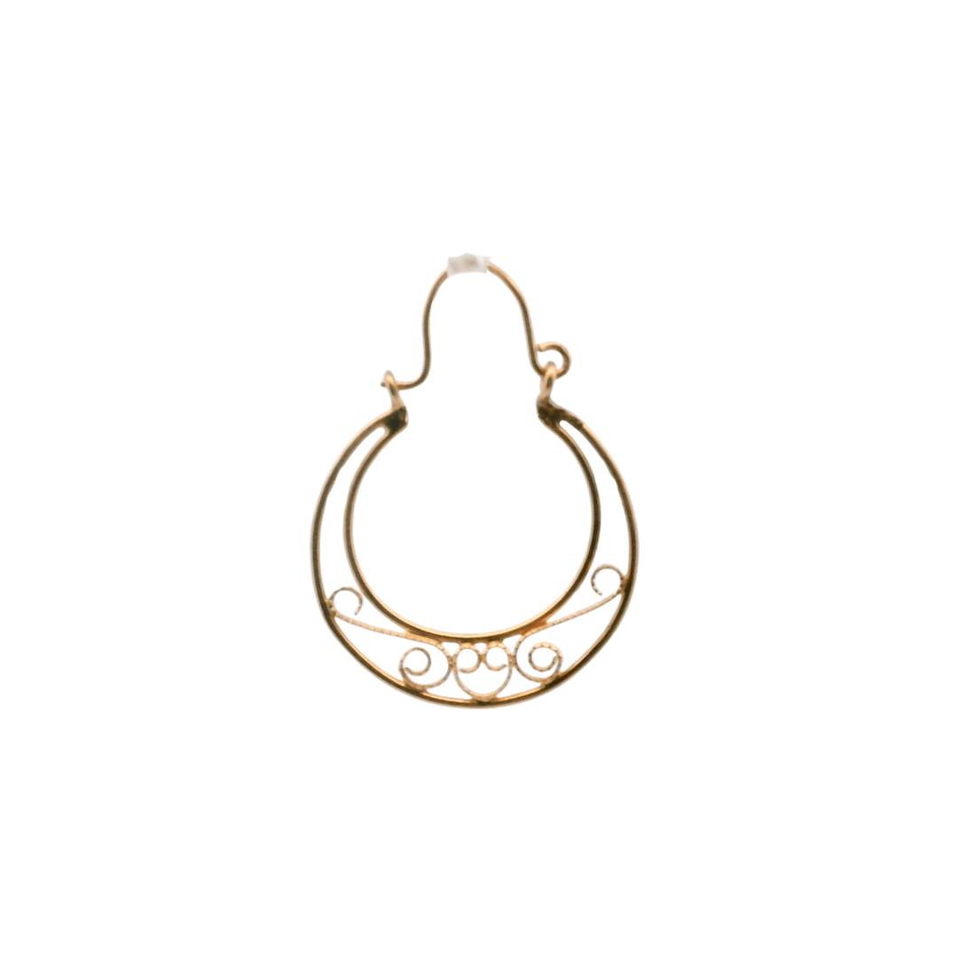 Estate 14K Yellow Gold Scroll Openwork Hoop Earrings