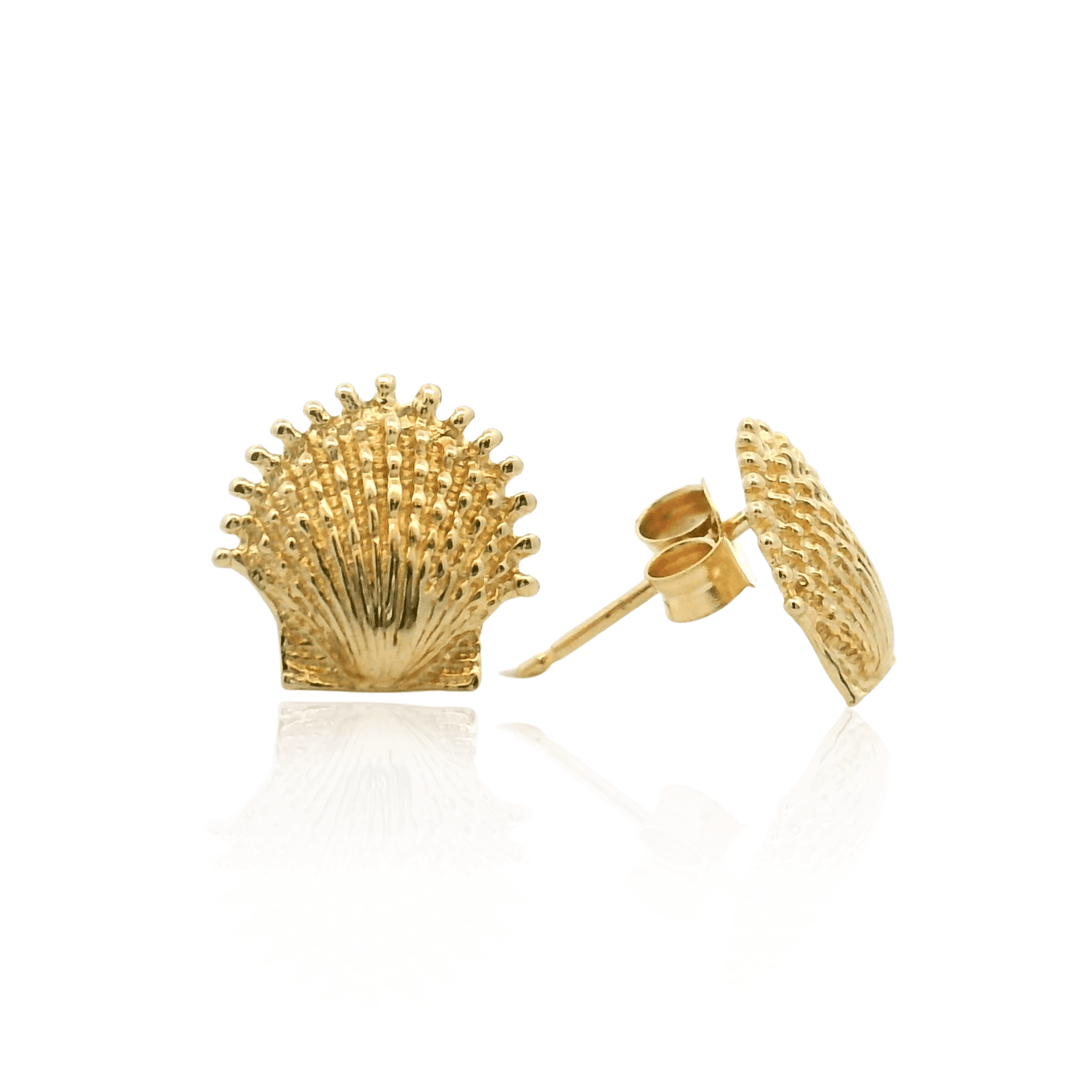 Estate 14K Yellow Gold Seashell Stud Earrings