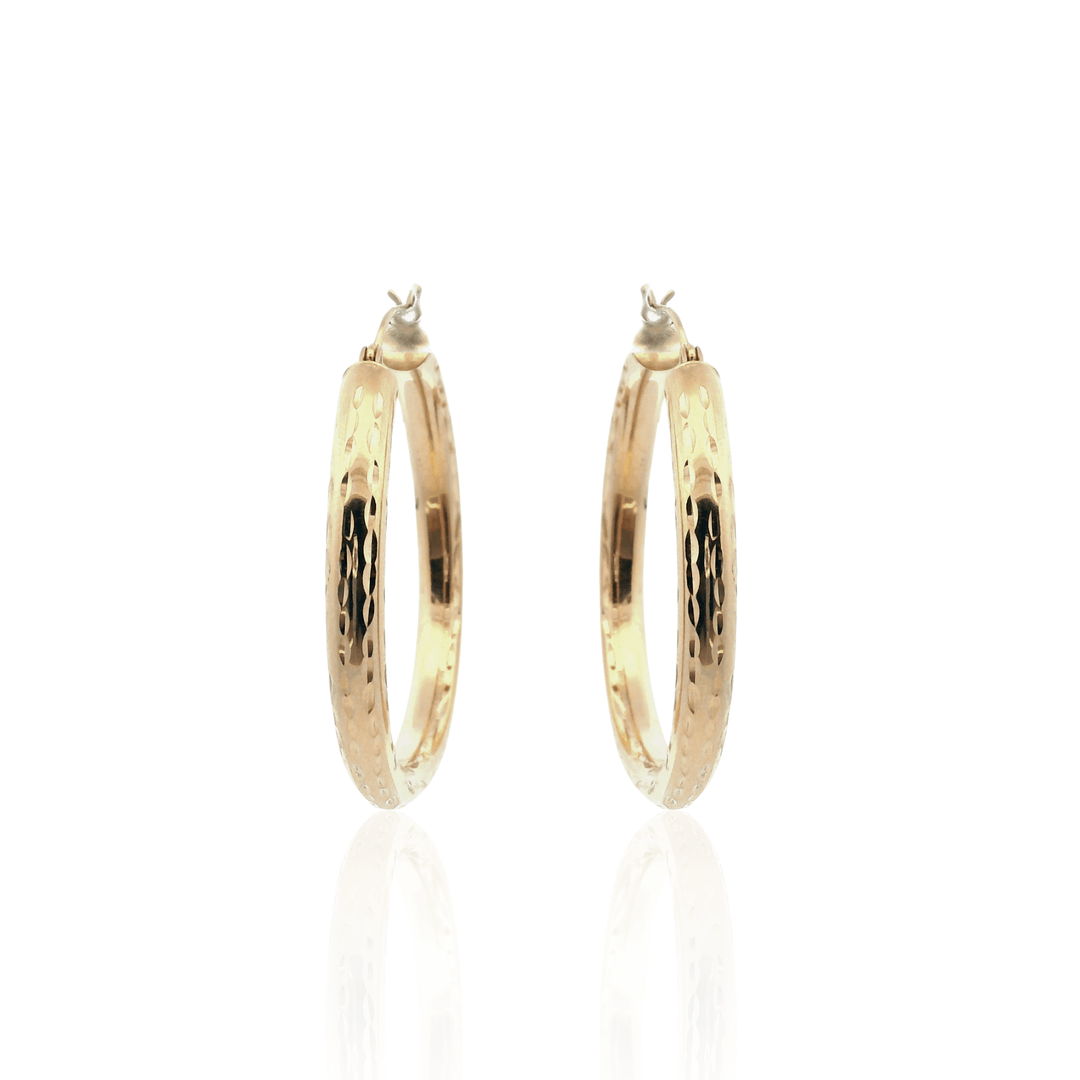 Estate 14K Yellow Gold Diamond-Cut Tube Hoop Earrings