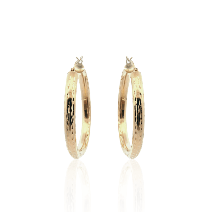Estate 14K Yellow Gold Diamond-Cut Tube Hoop Earrings