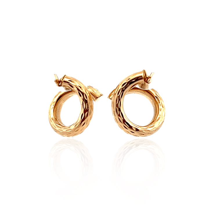 Estate 14K Yellow Gold Diamond-Cut Twist Hoop Earrings