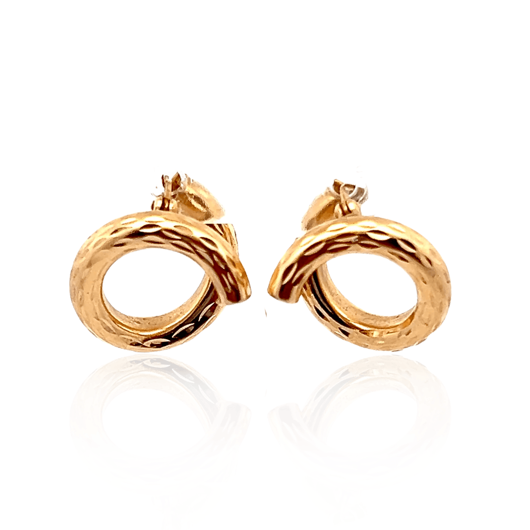 Estate 14K Yellow Gold Diamond-Cut Twist Hoop Earrings