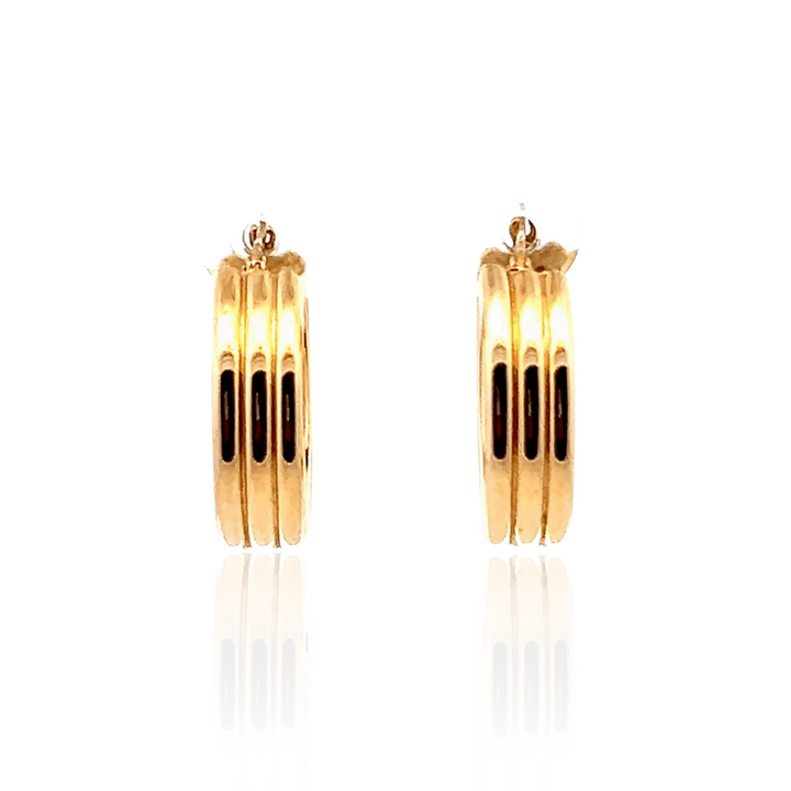 Estate 14K Yellow Gold Tri-Tube Hoop Earrings
