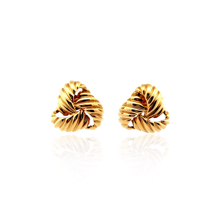 Estate 18K Yellow Gold Vintage Ribbed Knot Stud Earrings by David Yurman