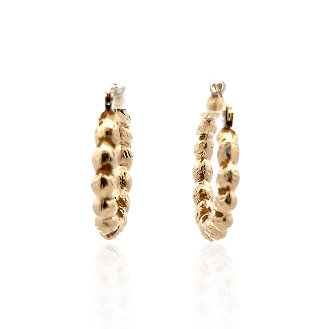 Estate 14K Yellow Gold Shrimp Style Hoop Earrings