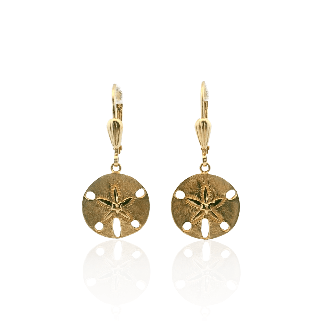 Estate 14K Yellow Gold Sand Dollar Drop Earrings