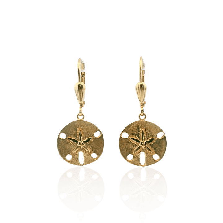 Estate 14K Yellow Gold Sand Dollar Drop Earrings