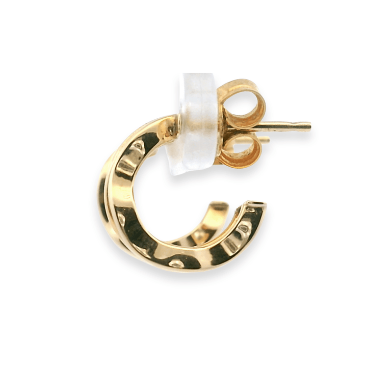 Estate 14K Yellow Gold Wavy Openwork Hoop Earrings