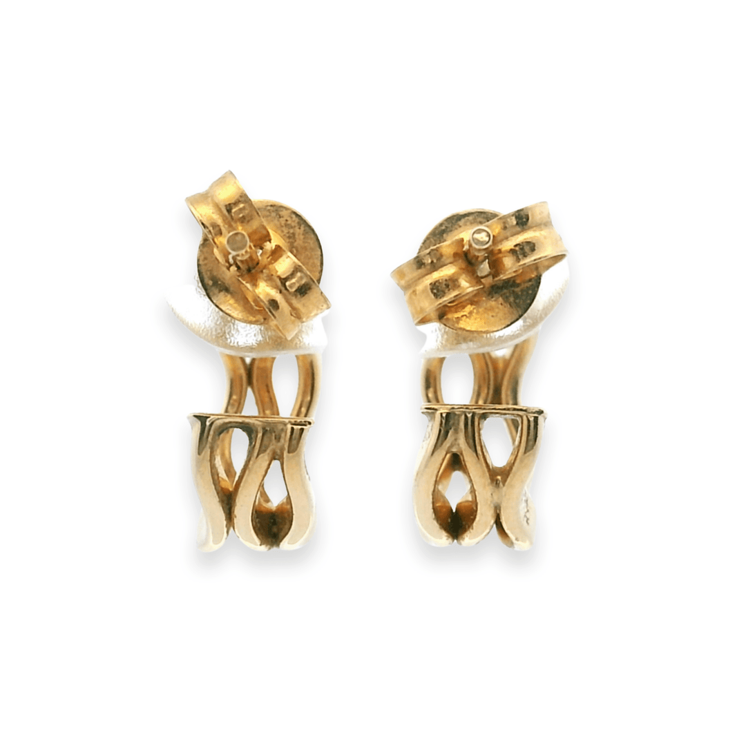 Estate 14K Yellow Gold Wavy Openwork Hoop Earrings