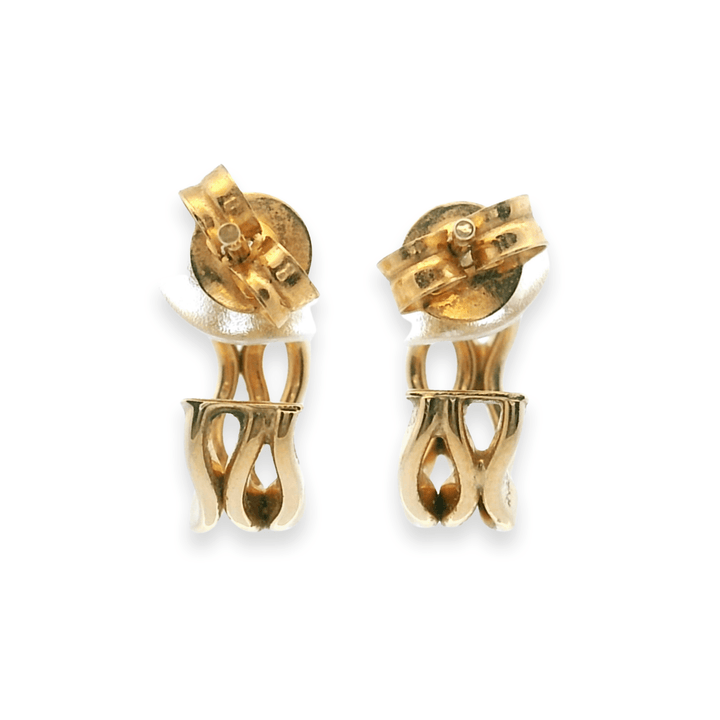 Estate 14K Yellow Gold Wavy Openwork Hoop Earrings