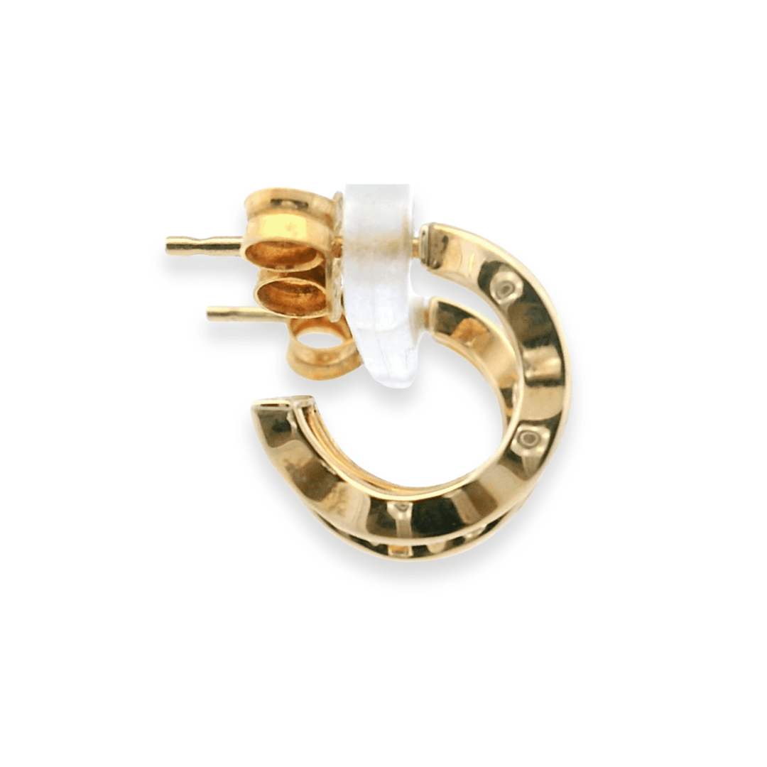 Estate 14K Yellow Gold Wavy Openwork Hoop Earrings