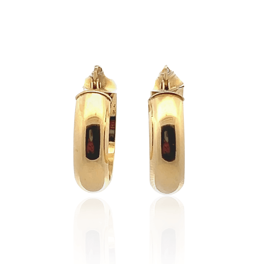 Estate 14K Yellow Gold Half Dome Hoop Earrings
