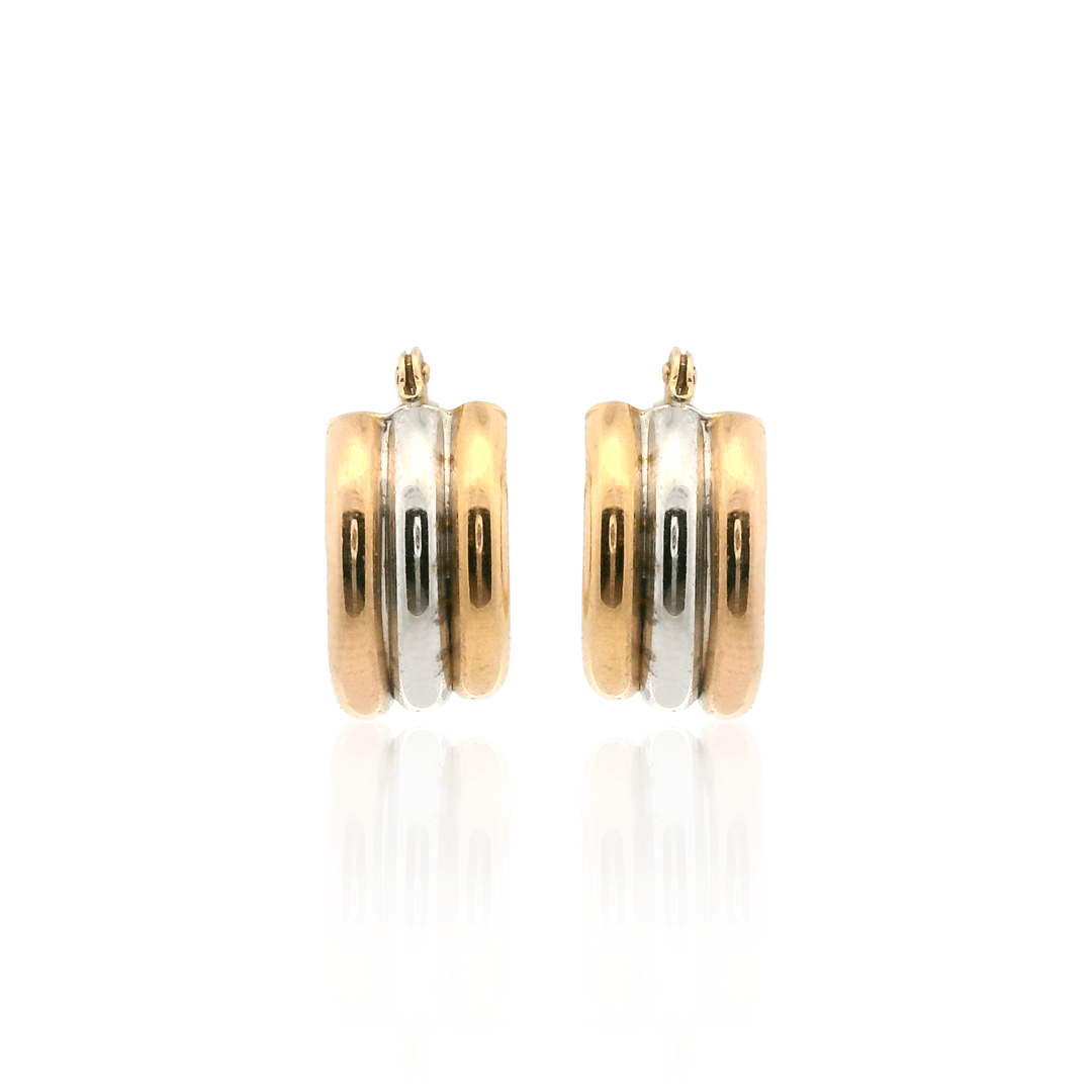 Estate 14K Tri-Tone Gold Half-Tube Hoop Earrings