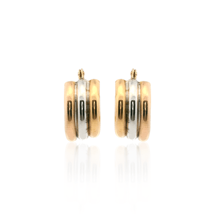 Estate 14K Tri-Tone Gold Half-Tube Hoop Earrings