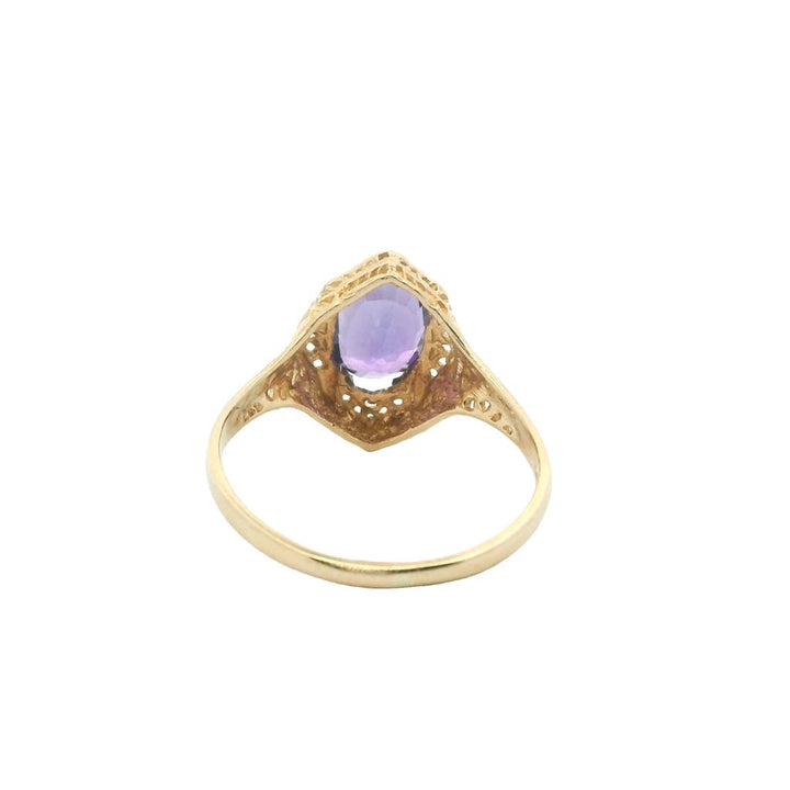 Estate 14K Yellow Gold 1.64ctw Oval Amethyst Antique Style Ring
