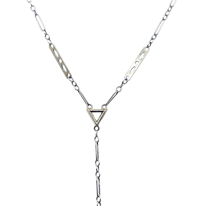 Estate Art Deco 14K White Gold Fancy Bar Link Watch Chain Necklace