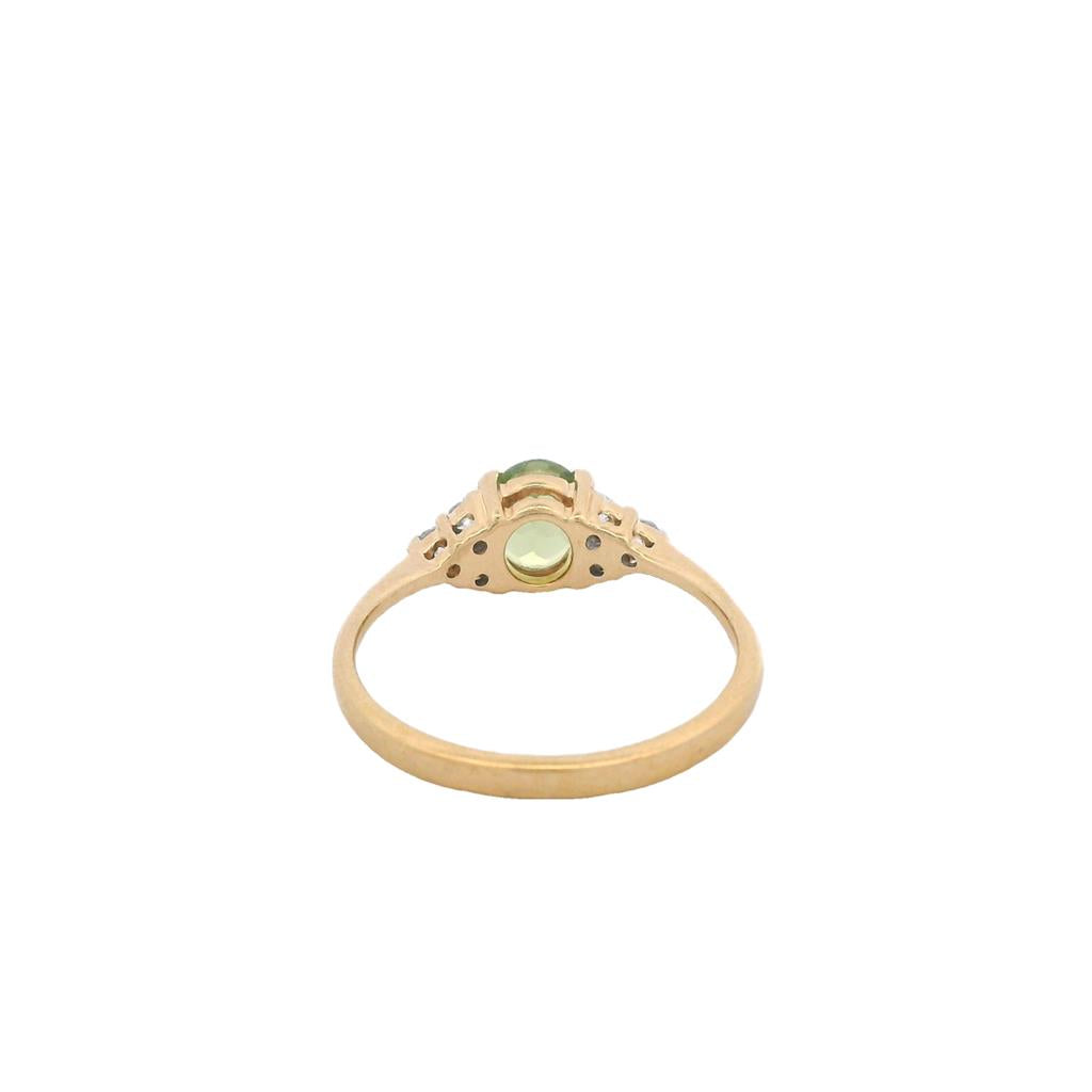 Estate 18K Yellow Gold Peridot & Cubic Zirconia Ring