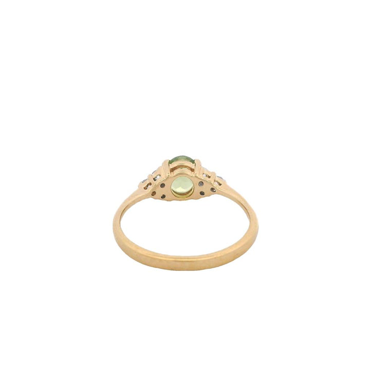 Estate 18K Yellow Gold Peridot & Cubic Zirconia Ring