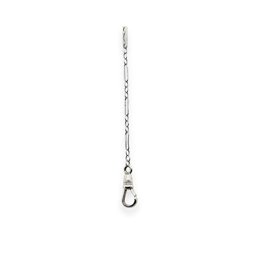 Estate Art Deco 14K White Gold Fancy Bar Link Watch Chain Necklace