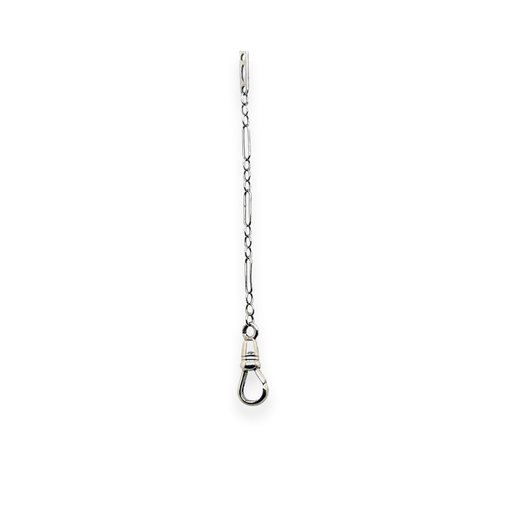 Estate Art Deco 14K White Gold Fancy Bar Link Watch Chain Necklace