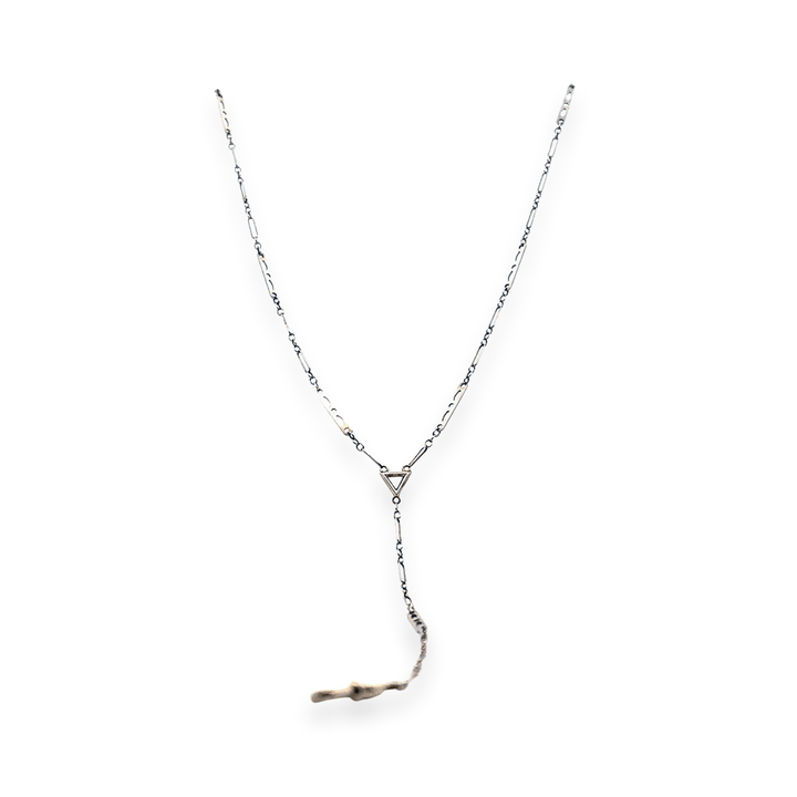 Estate Art Deco 14K White Gold Fancy Bar Link Watch Chain Necklace