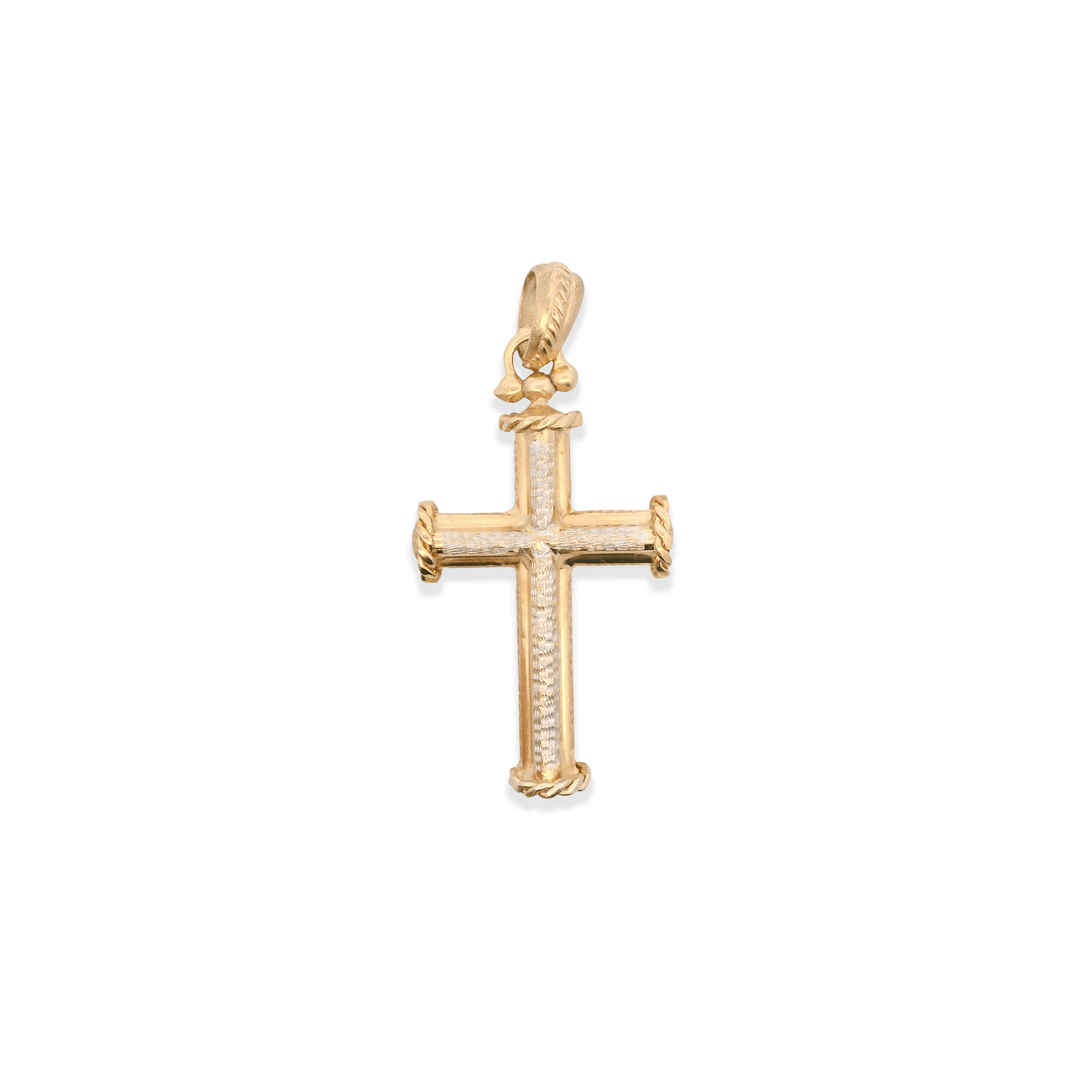 Estate 14K Two-Tone Gold Large Cross Pendant