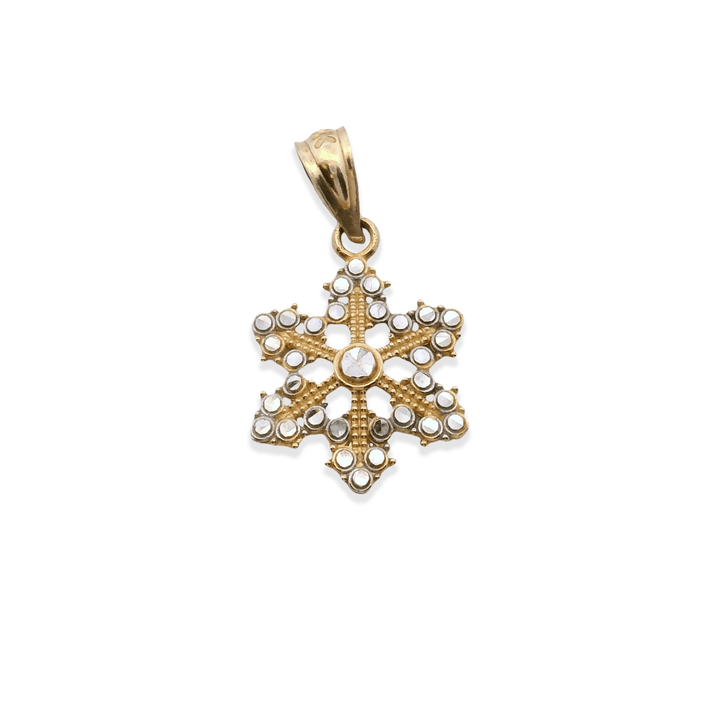 Estate 10K Yellow Gold Marcasite Snowflake Pendant