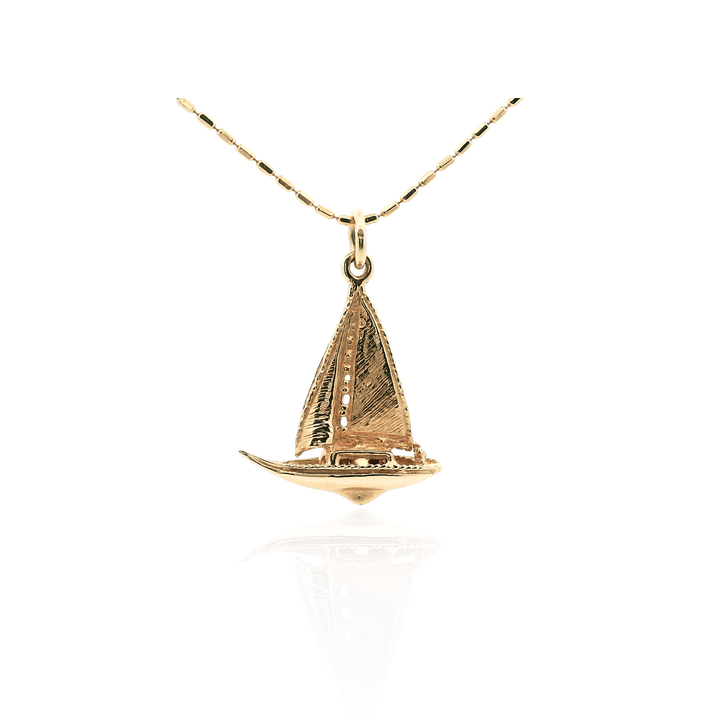Estate 14K Yellow Gold Sailboat Pendant