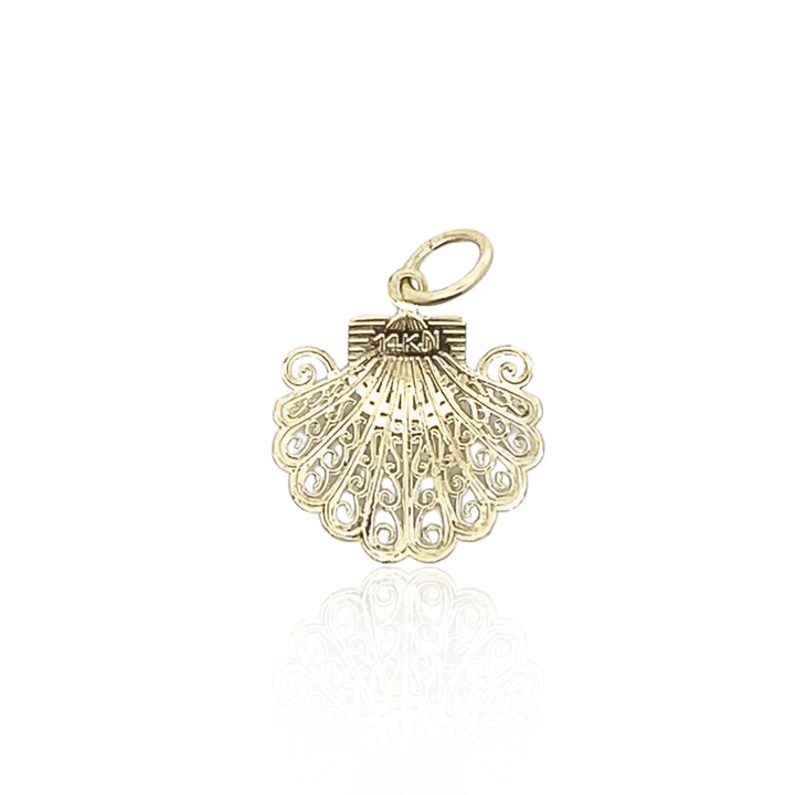 Estate 14K Two-Tone Gold Filigree Seashell Pendant