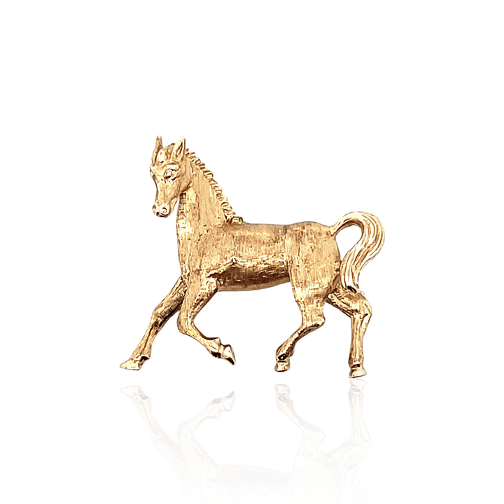 Estate 14K Yellow Gold Horse Figural Vintage Brooch