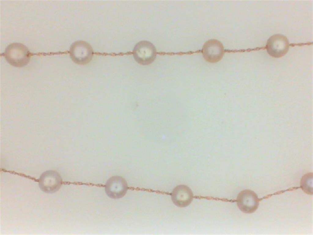 14K Rose Gold 6-6.5mm Pink Freshwater Pearl Station Necklace