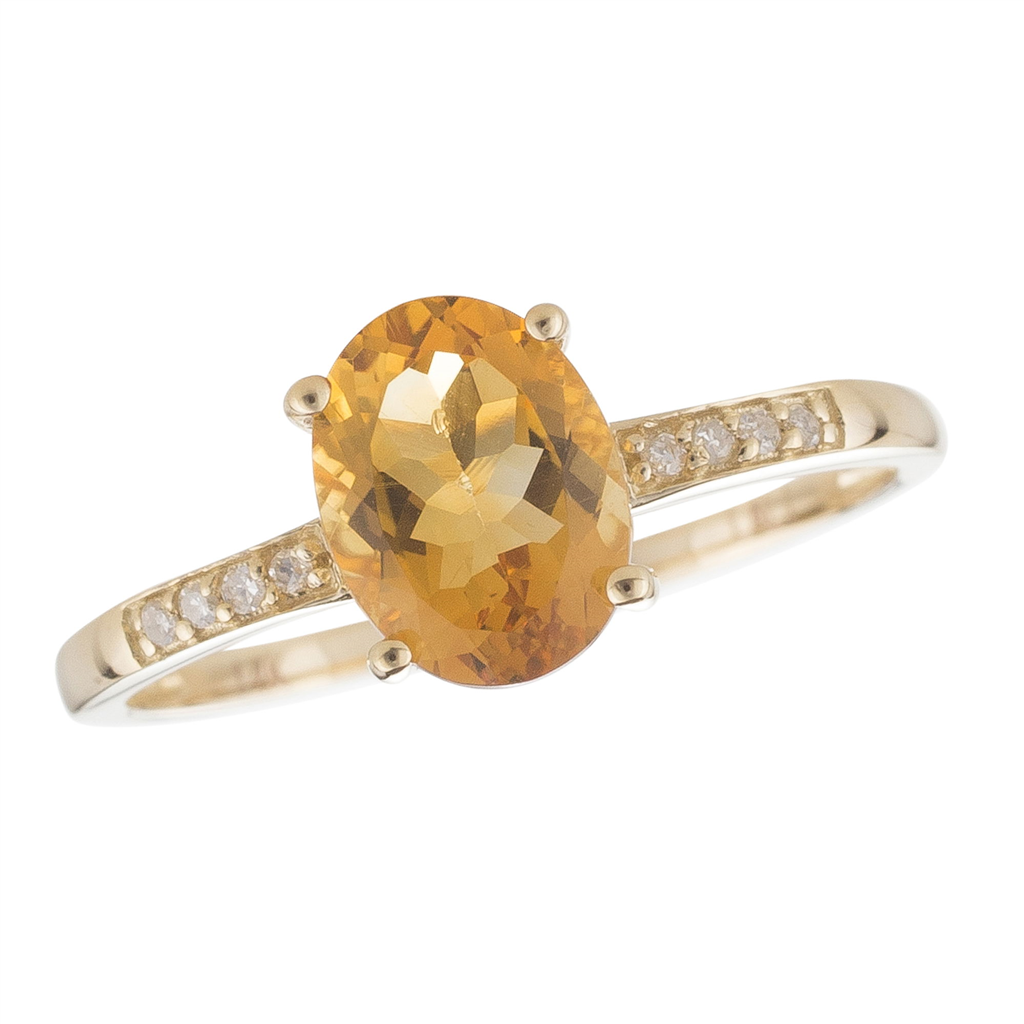 14K Yellow Gold 1.22ctw Oval Citrine & Diamond Ring