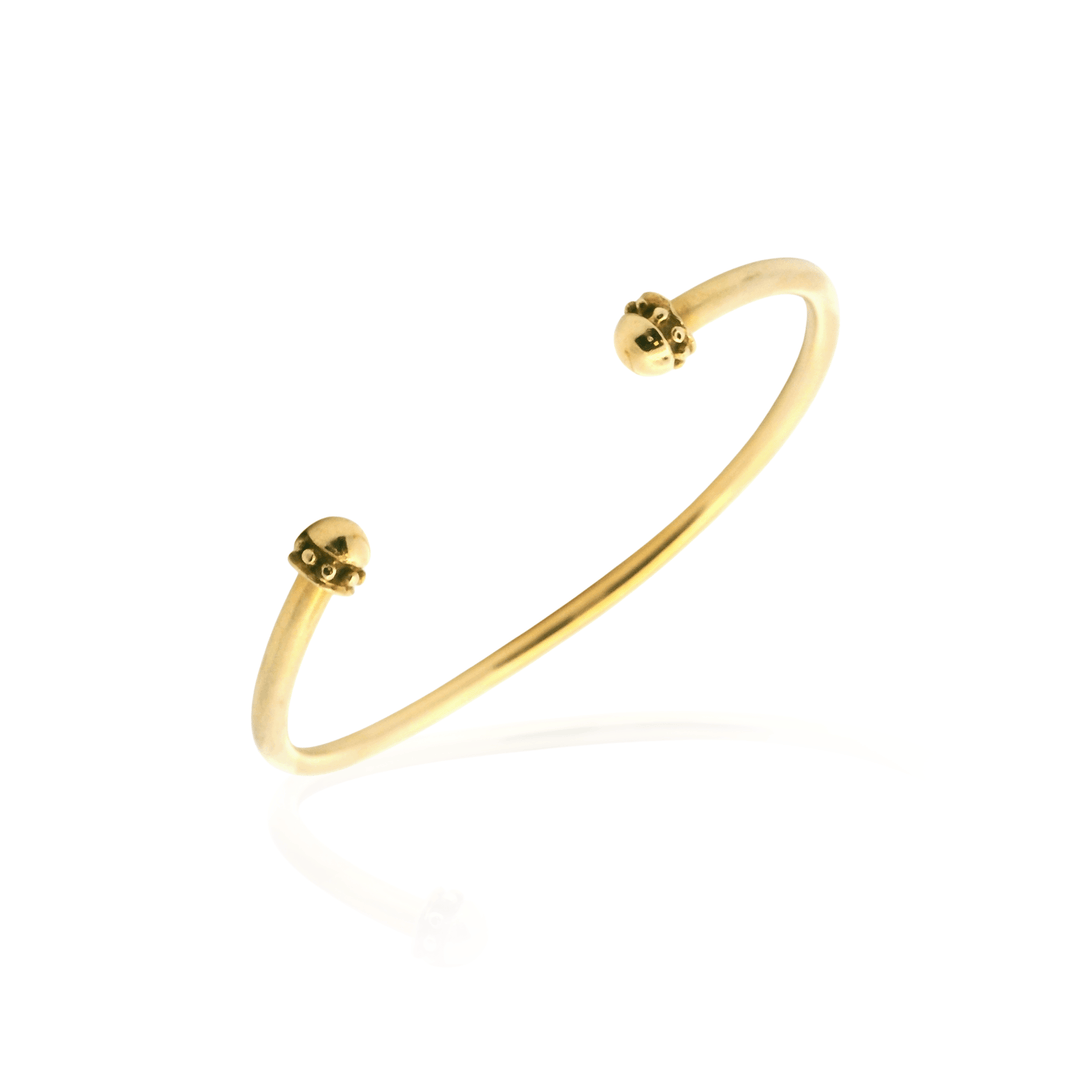 Estate 18K Yellow Gold Hollow Studded Cuff Bracelet