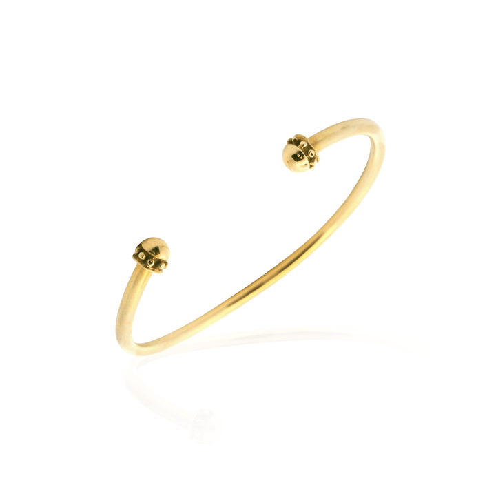 Estate 18K Yellow Gold Hollow Studded Cuff Bracelet