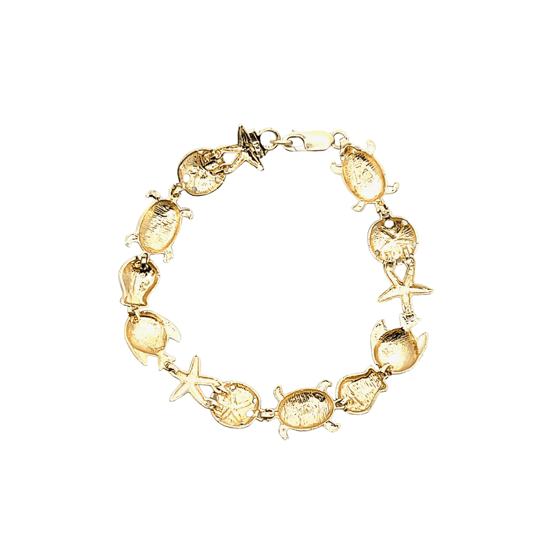 Estate 14K Yellow Gold Sea Life Motif Bracelet
