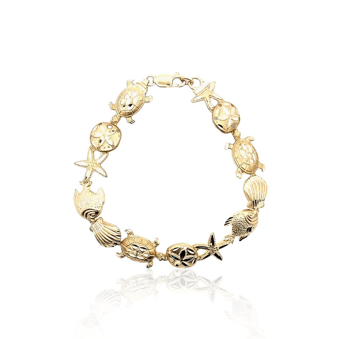 Estate 14K Yellow Gold Sea Life Motif Bracelet
