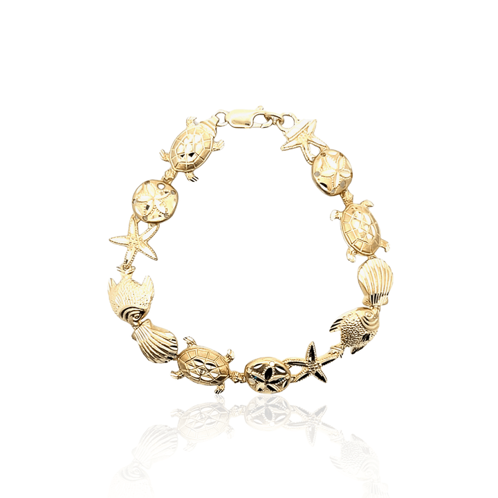 Estate 14K Yellow Gold Sea Life Motif Bracelet