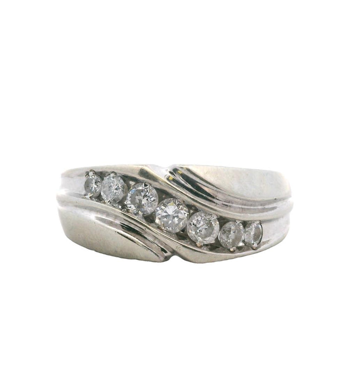 Estate 14K White Gold 0.51ctw Diamond Men's Wedding Band