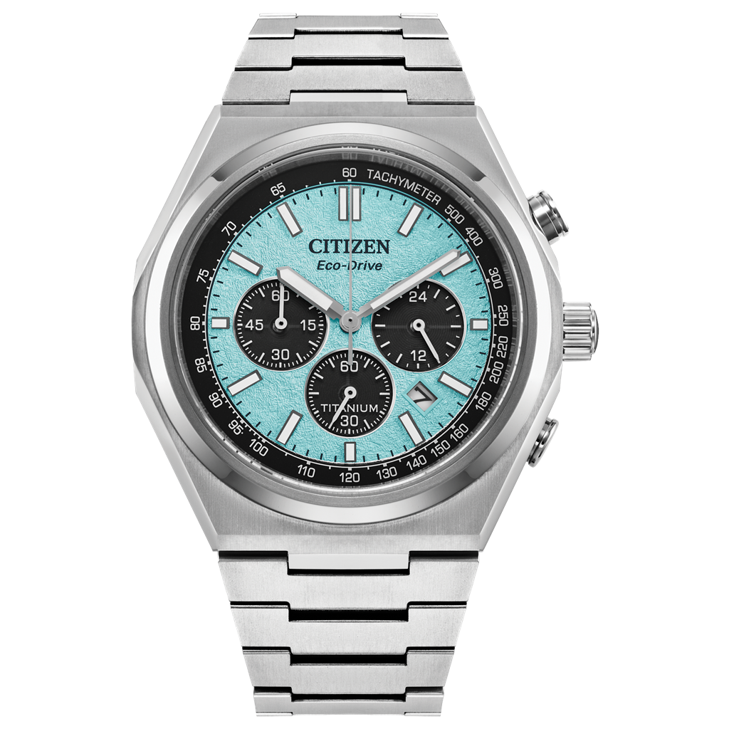 Titanium Eco Drive Blue Zenshin Chrono Watch by Citizen