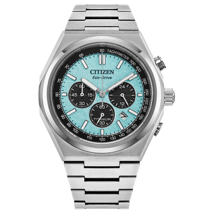 Titanium Eco Drive Blue Zenshin Chrono Watch by Citizen