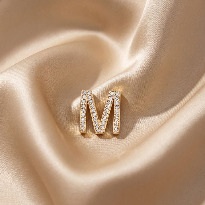 Estate 14K Yellow Gold Diamond Pavé "M" Initial Pendant