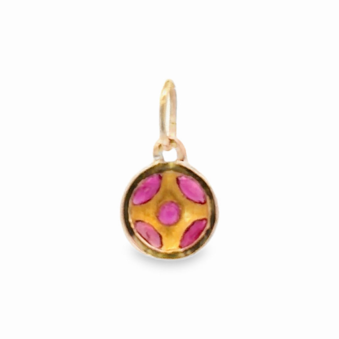 Estate 22K Yellow Gold 0.52CTW Marquise Ruby Cluster Pendant