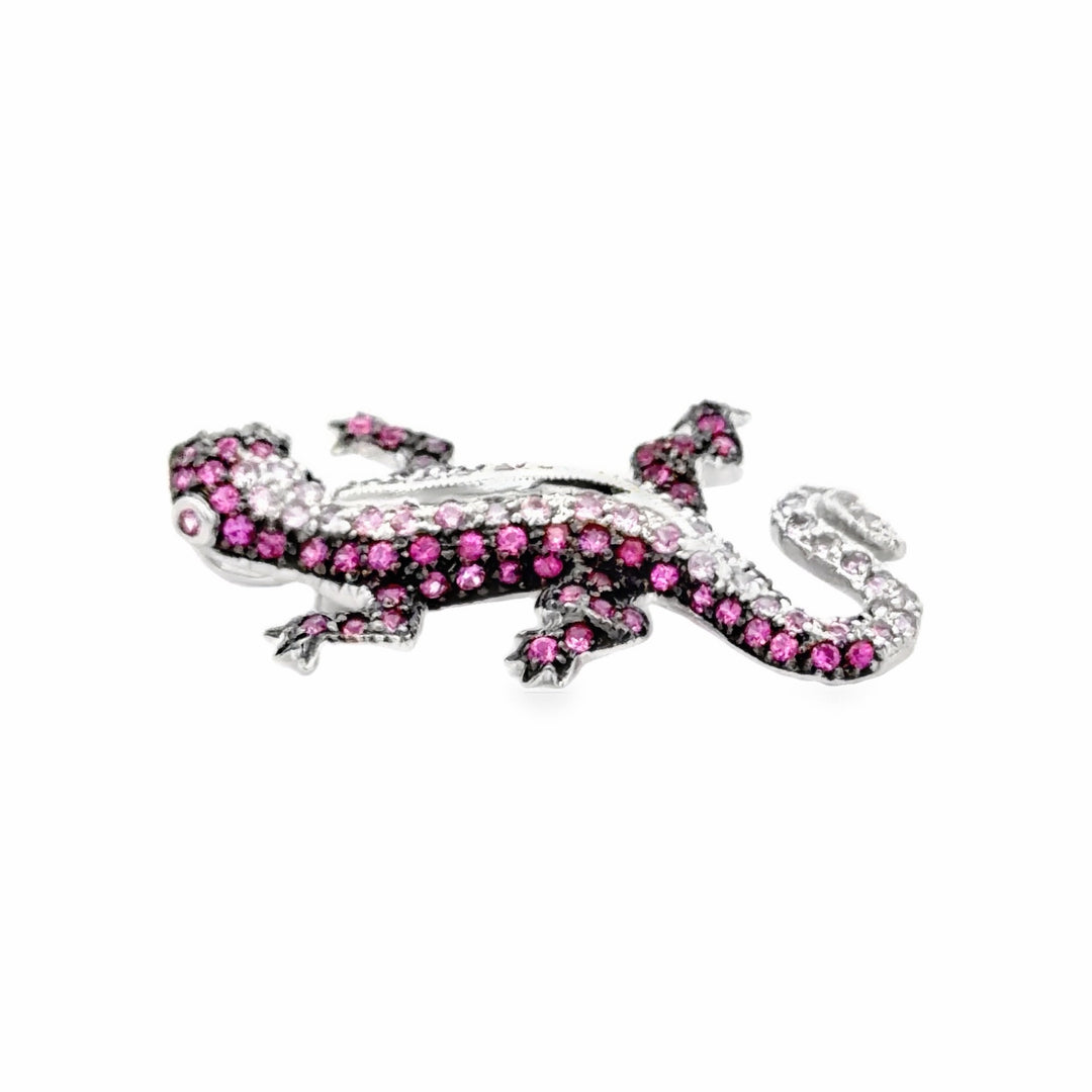 Estate 18K White Gold 3.24 Round Sapphire Pin Brooch