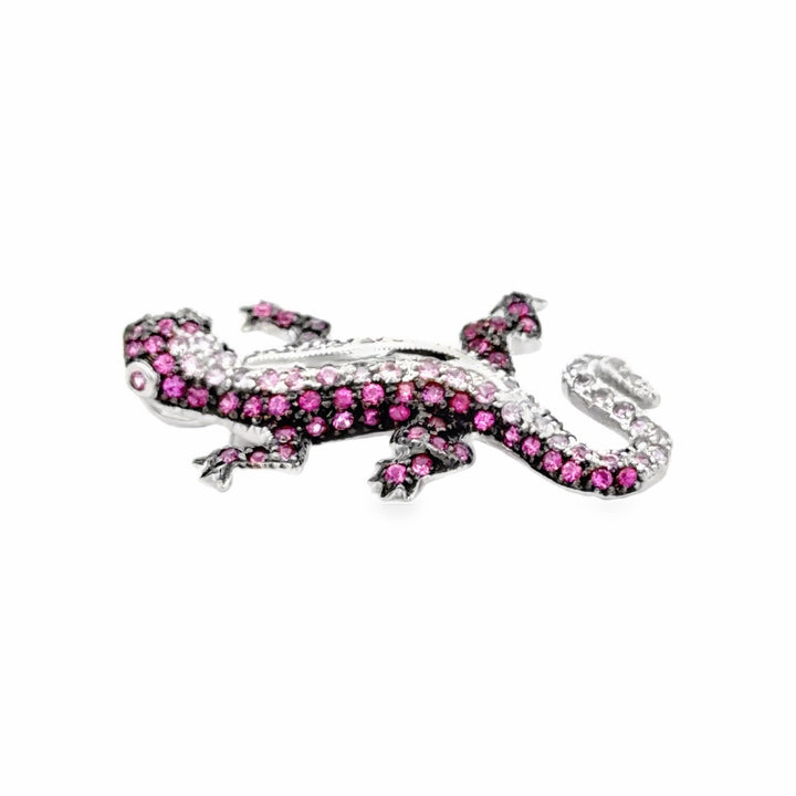 Estate 18K White Gold 3.24 Round Sapphire Pin Brooch