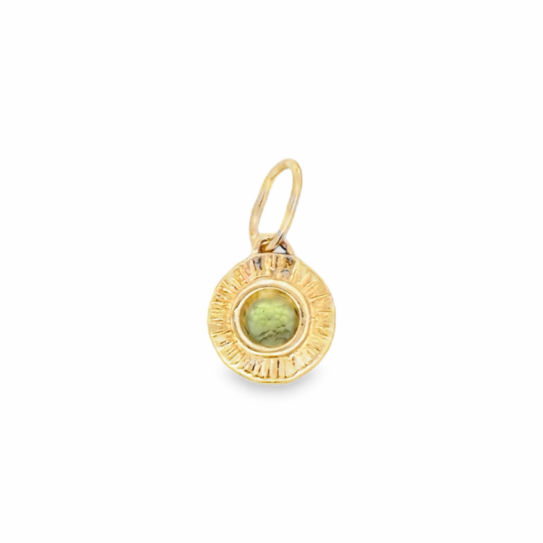 Estate 14K Yellow Gold 4MM Peridot Solitaire Pendant