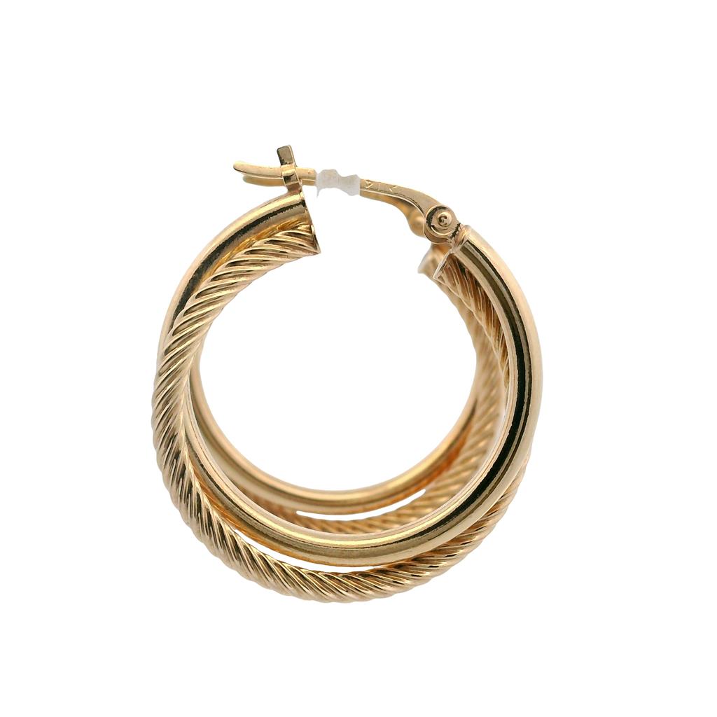 Estate 14K Yellow Gold Hollow Twisted Hoop Earrings
