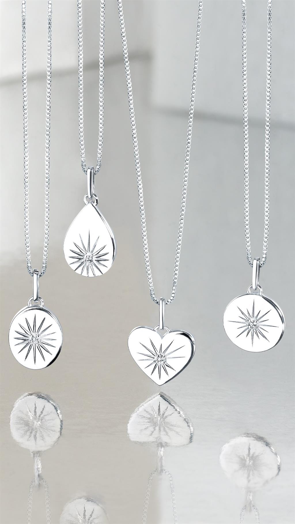 Sterling Silver 0.01ctw Diamond Star Medallion Necklace