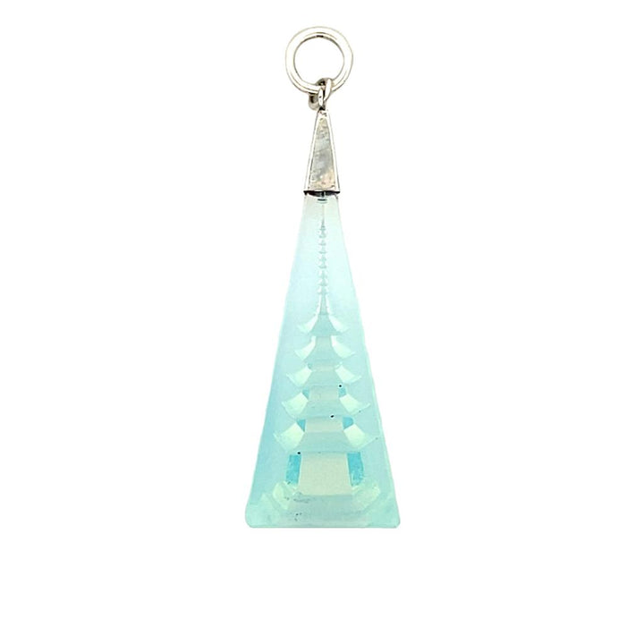 Estate Sterling Silver Opaline Glass Pagoda Pendant