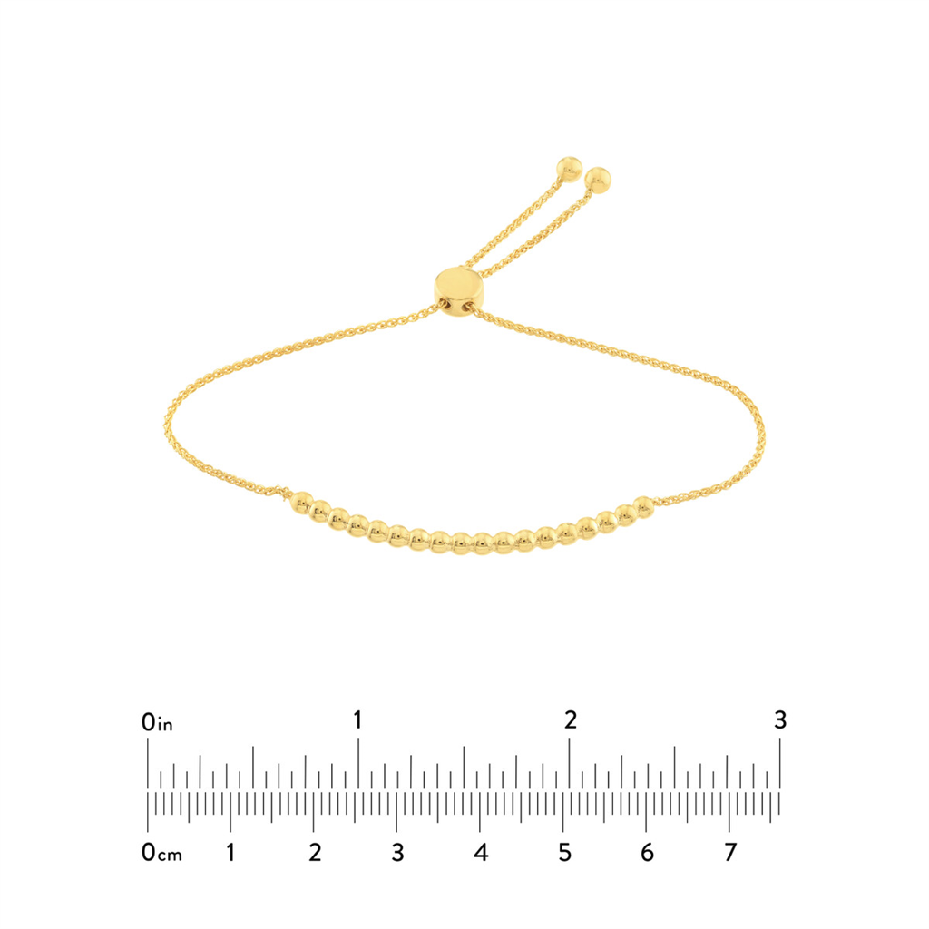 14K Yellow Gold Adjustable Beaded Bolo Bracelet by Midas Chain