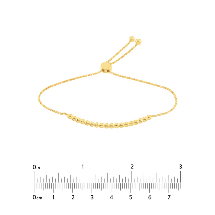 14K Yellow Gold Adjustable Beaded Bolo Bracelet by Midas Chain